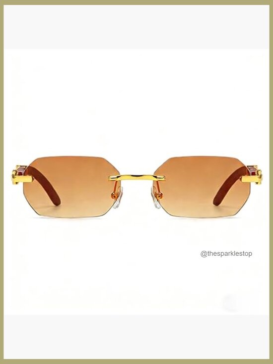 Rimless Rectangle Sunglasses Retro Small Frame Square UV400 Protection Unisex main image 5